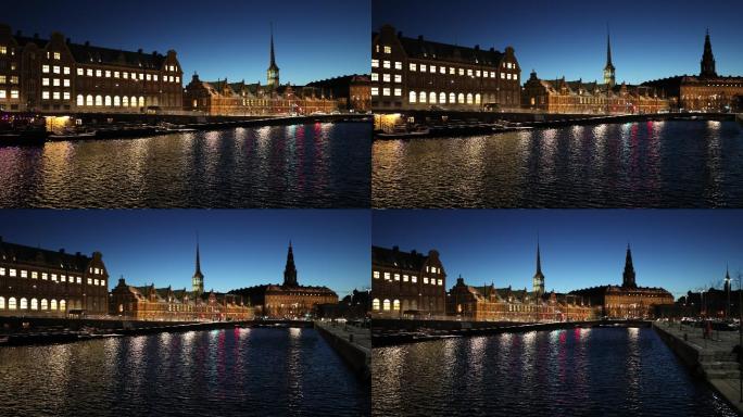丹麦哥本哈根夜晚景色