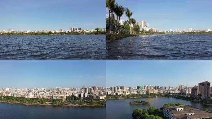 城市湖泊红城湖海口海航大厦湖景