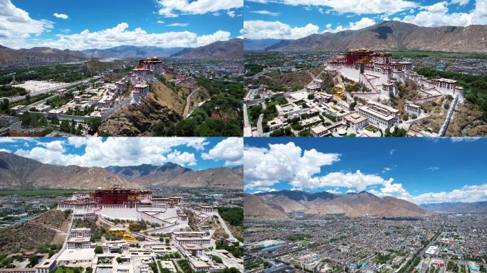 西藏拉萨布达拉宫城市航拍