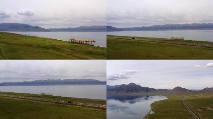 4K航拍中国新疆博尔塔拉赛里木湖沿湖公路