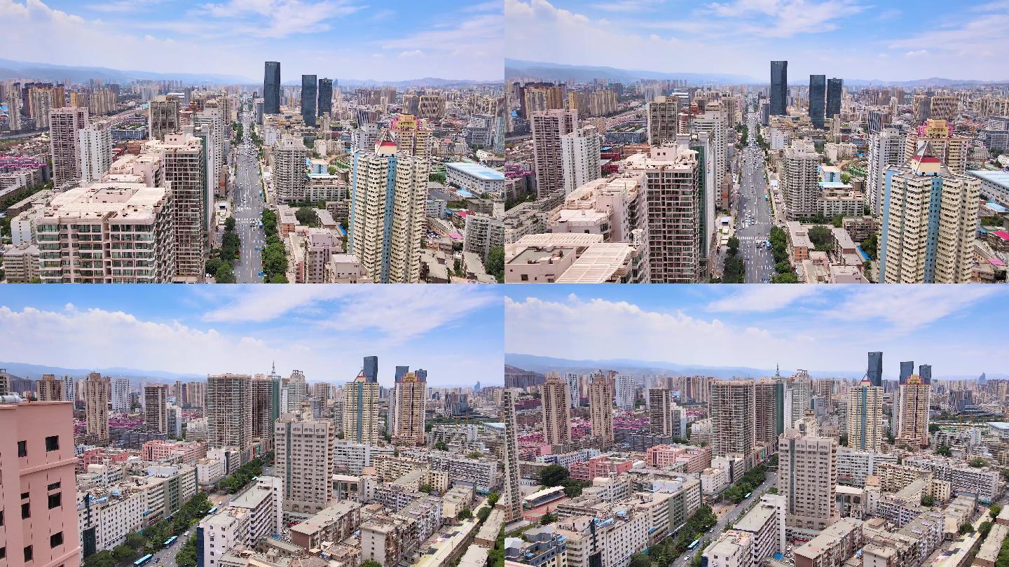 地标兰州市七里河区兰州中心城市4k航拍
