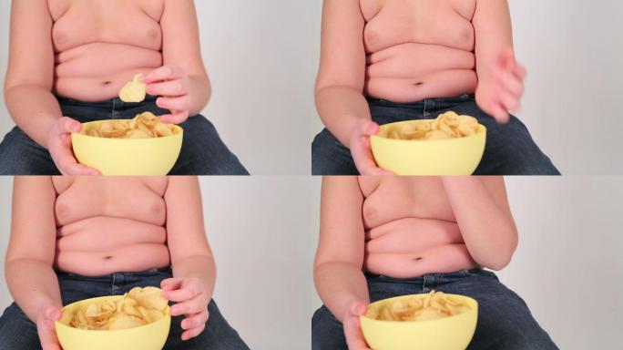 吃薯片的肥胖人士