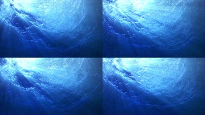 蓝色逆光海底4k