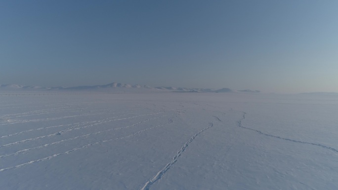 航拍空镜内蒙古冬雪景旷野雪原一望无垠