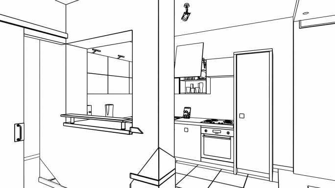 室内设计线稿创作线框线条装修CAD