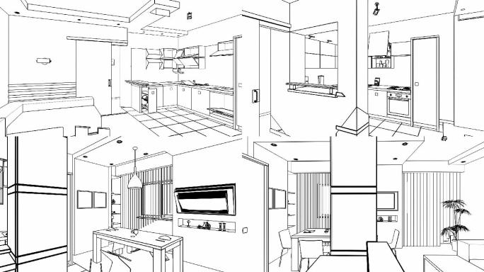 室内设计线稿创作线框线条装修CAD