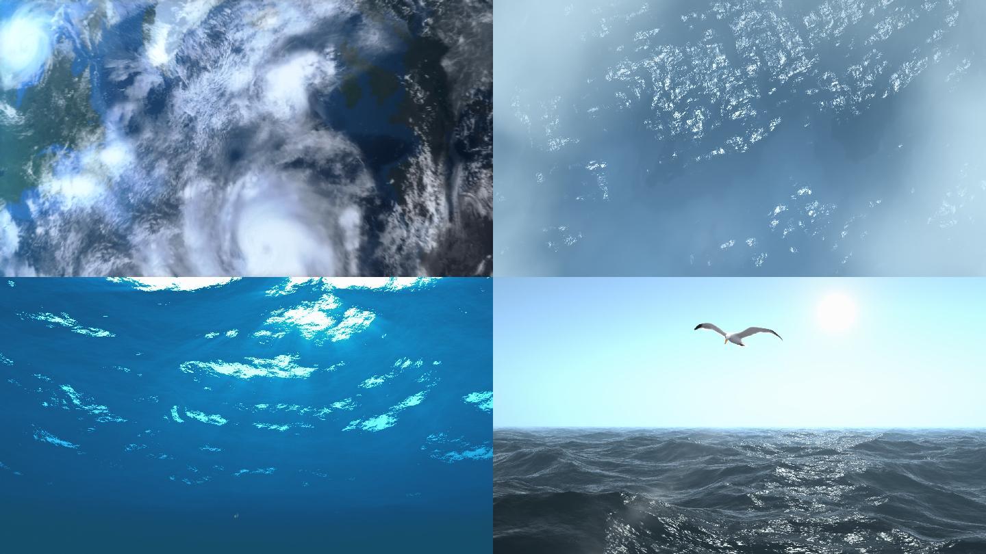地球缩放动画行星-空间波浪-水太平洋