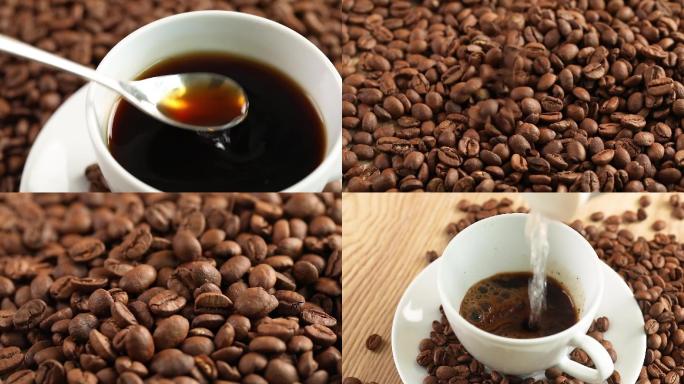 黑咖啡美式咖啡豆美食短片