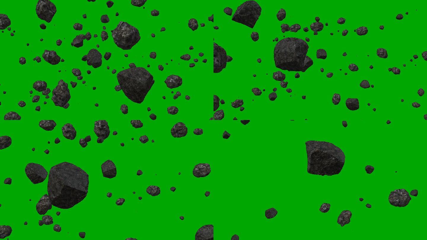 绿色屏幕背景下的小行星带