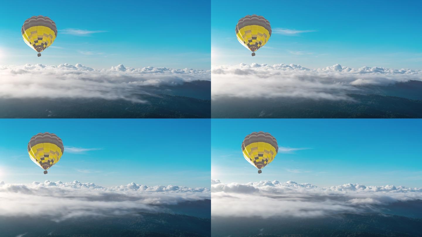 热气球在云层上移动