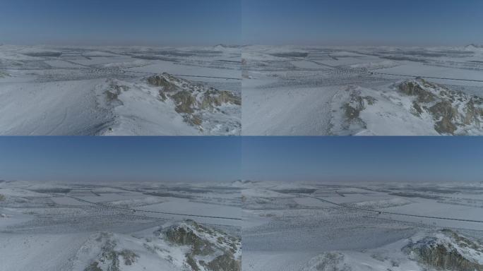 内蒙古空镜航拍雪原雪地雪山空旷雪景大气