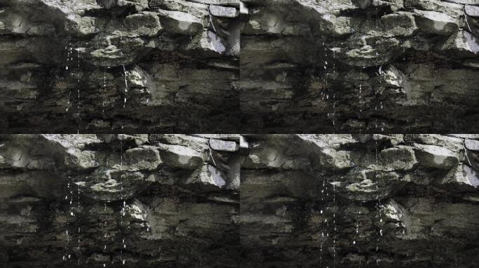 【4K原声】水柱水滴、泉水从岩石上流下