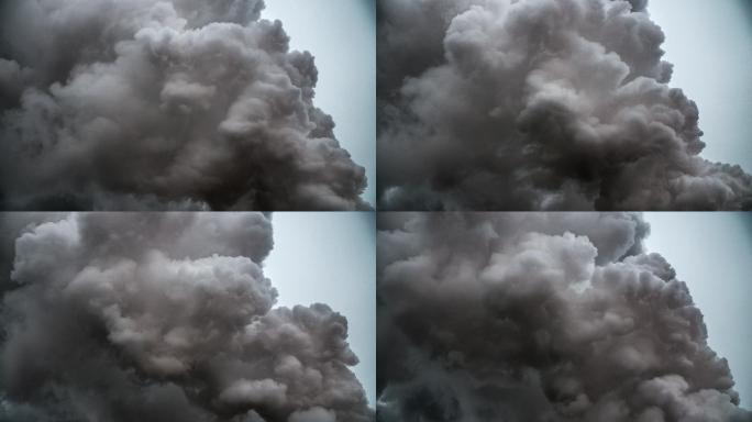 燃煤发电站的黑色污染云