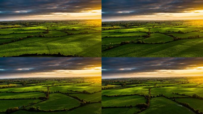 爱尔兰乡村景观与农田