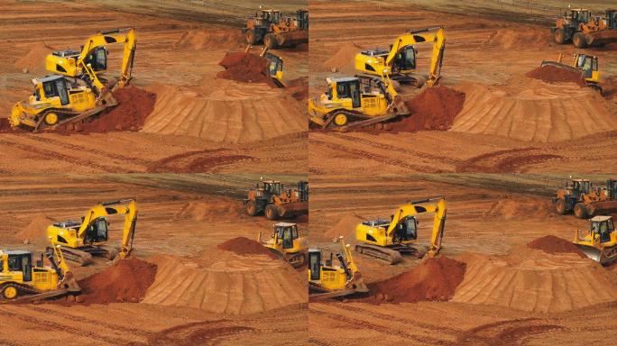 采石场的施工设备开采工地沙土项目车辆
