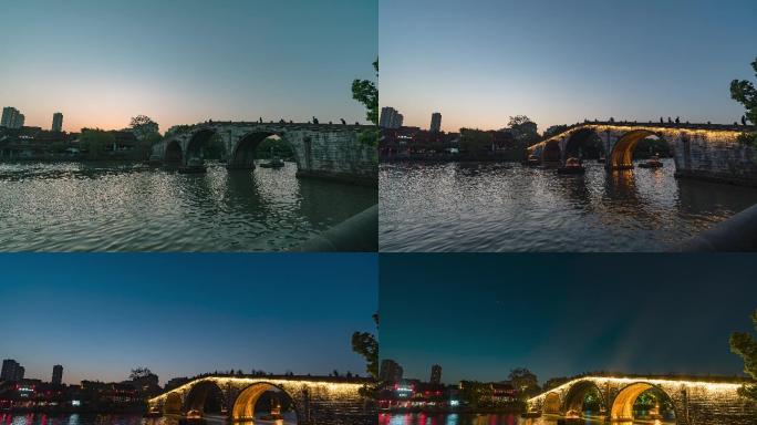 8k杭州大运河拱宸桥日转夜延时摄影