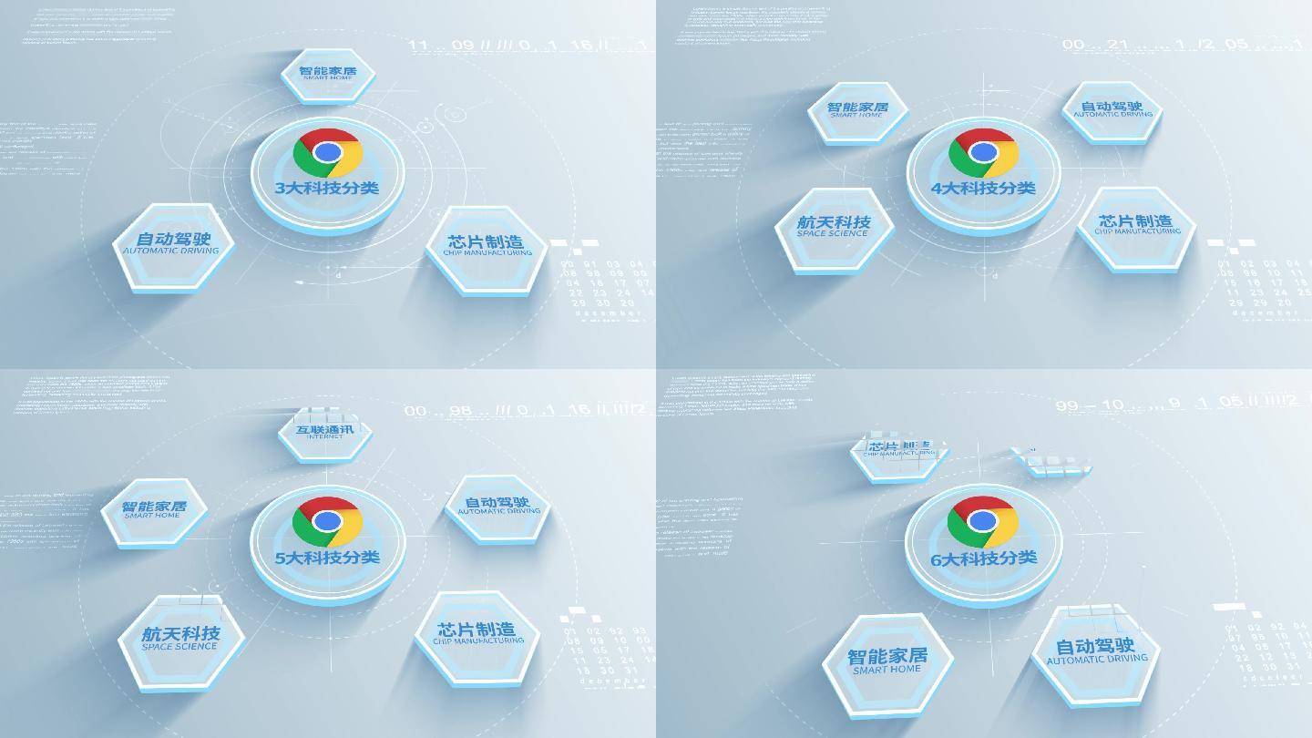 扁平化科技半透明数据信息分类AE模板