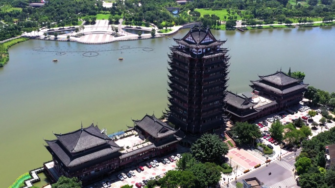 眉山远景楼东坡湿地公园