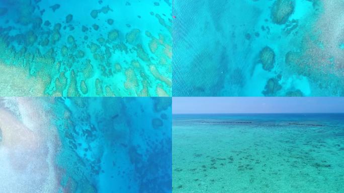 航拍中国南海海域西沙群岛碧绿的海水