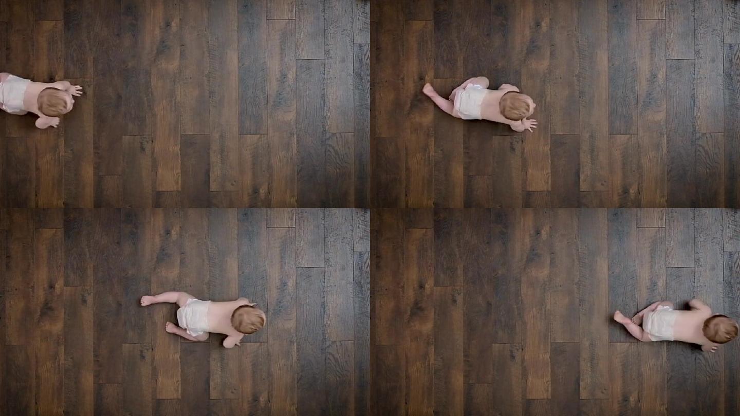 在地板上爬行的婴儿