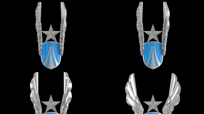 3d空军军徽徽标翅膀展开动画（带通道）