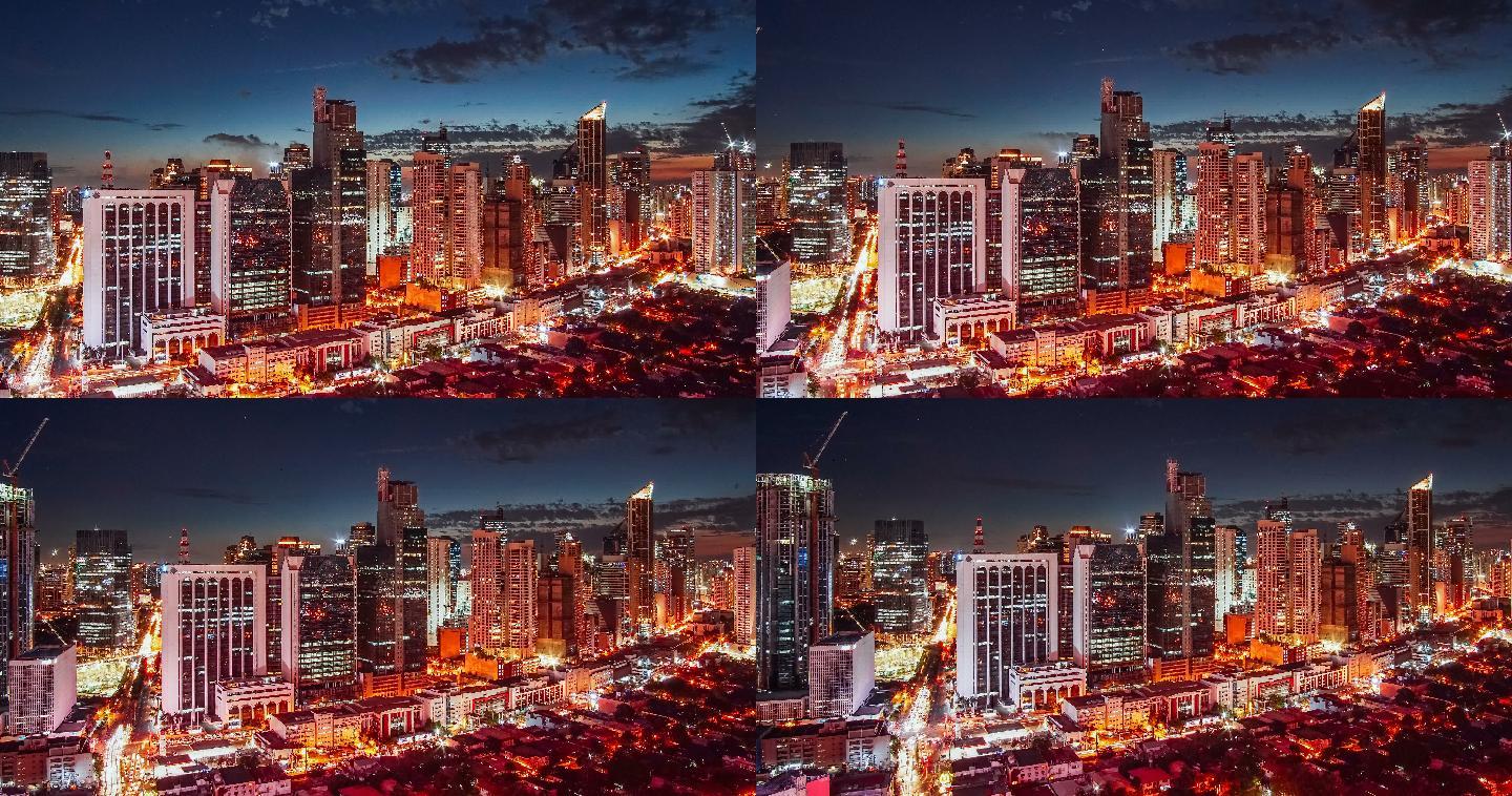 菲律宾马尼拉大城市夜间景观