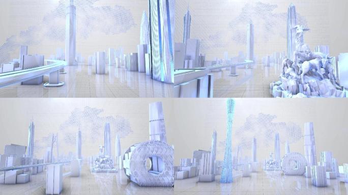 蓝色科技广东三维片头广州塔港珠澳大桥城市