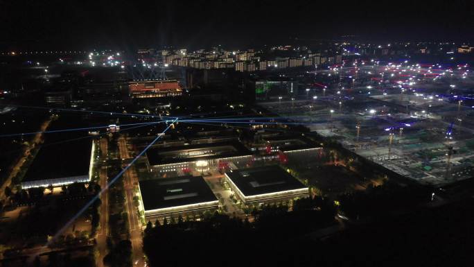 雄安新区市民服务中心夜景航拍