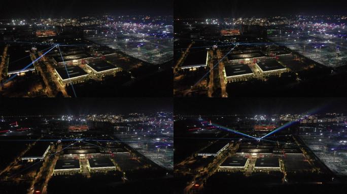 雄安新区市民服务中心夜景航拍