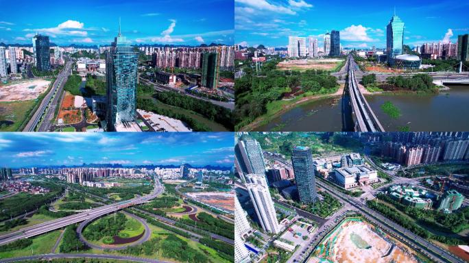 临桂新区多镜头蓝天白云城市景观