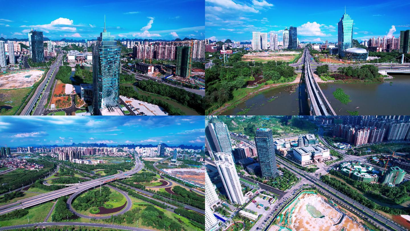 临桂新区多镜头蓝天白云城市景观