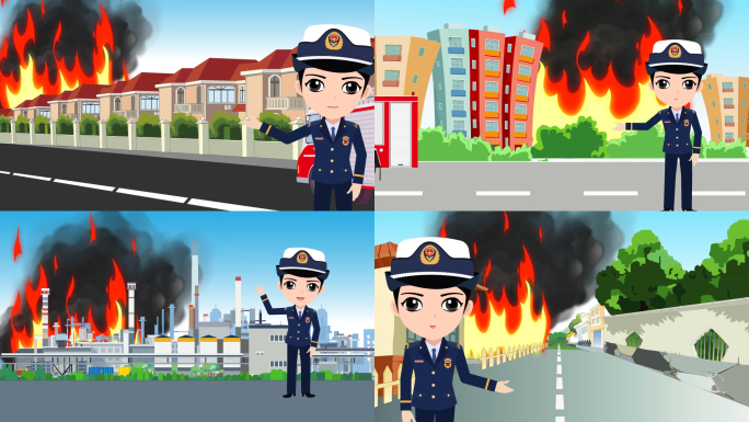 带场景消防安全角色视频素材