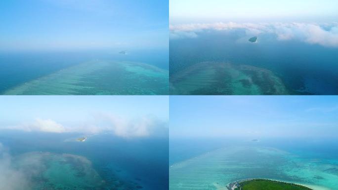 高空航拍中国南海西沙群岛七连屿群岛岛礁