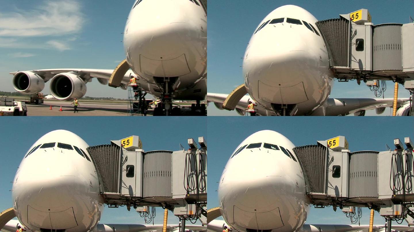 空中客车A380飞机-桥接平移镜头