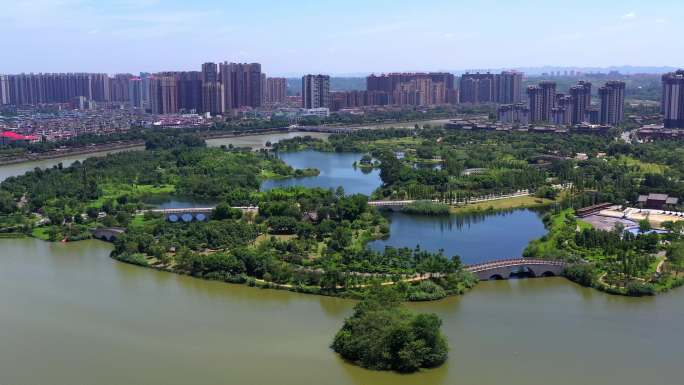 眉山东坡湖湿地公园全景