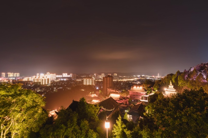 四川南充市西充县大佛寺旋转日转夜延时摄影