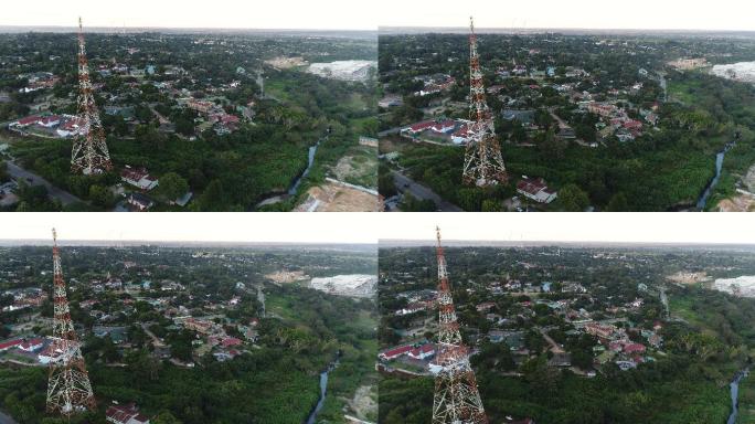 赞比亚基特韦混合住宅区、商业区的无线电塔