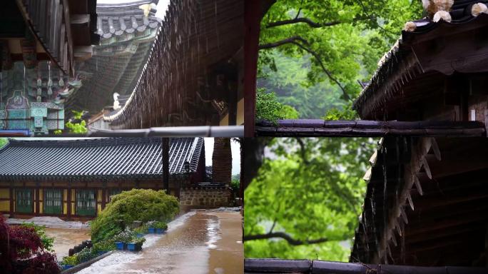 下雨天屋檐滴水安静素材