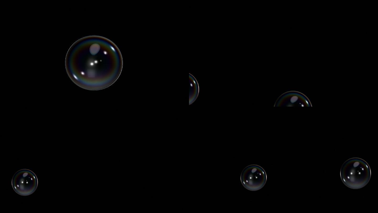 两个气泡破裂剪辑（黑色背景）
