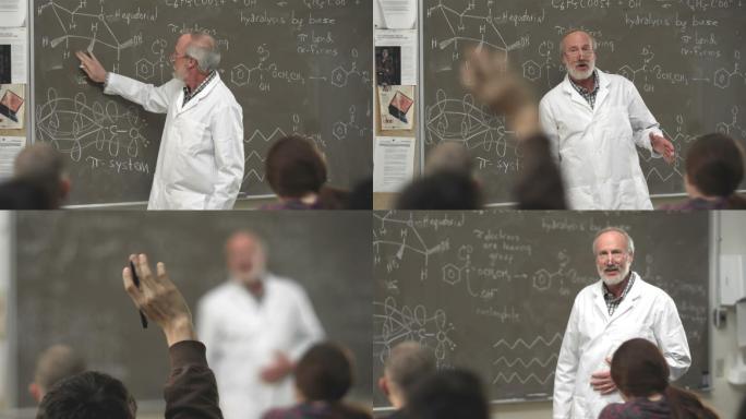 科学老师在黑板上写字