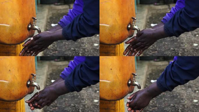 在非洲洗手的人