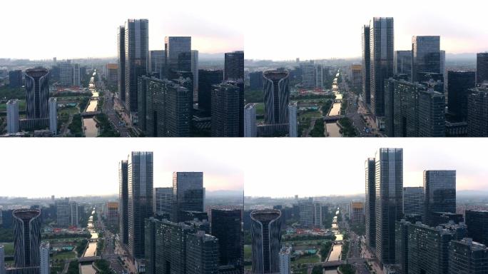 4k城市杭州高楼航拍