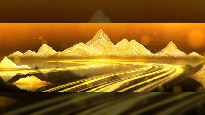 金色抽象山川粒子河流视频素材