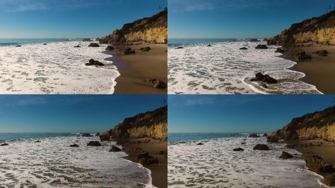 亚尔瓦多斗牛士海滩上的海浪与岩石。