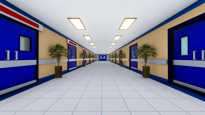 医院走廊三维动画场景