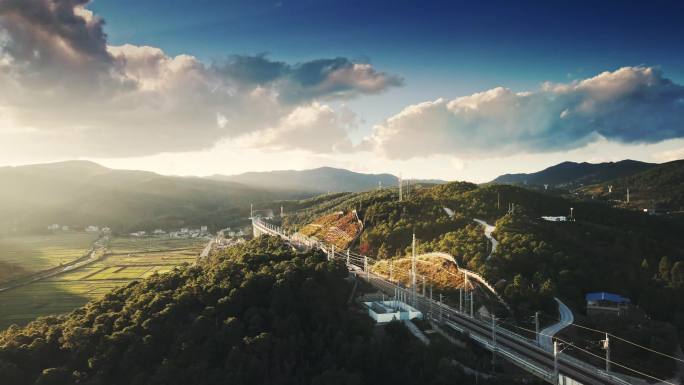 云南大理高铁线路航拍