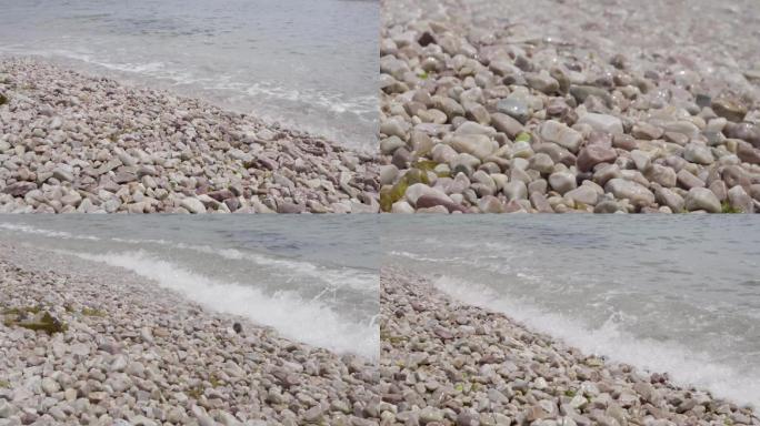 沙滩石头海边4K