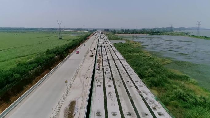 航拍沥清桥梁高速公路施工