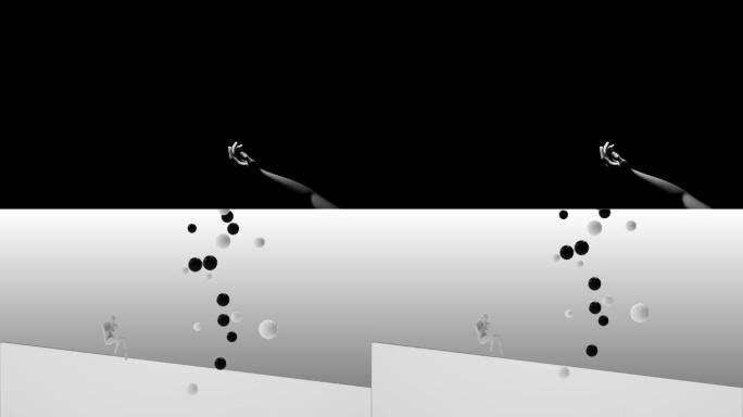 人物空间大气手圆球四方室内旋转动态