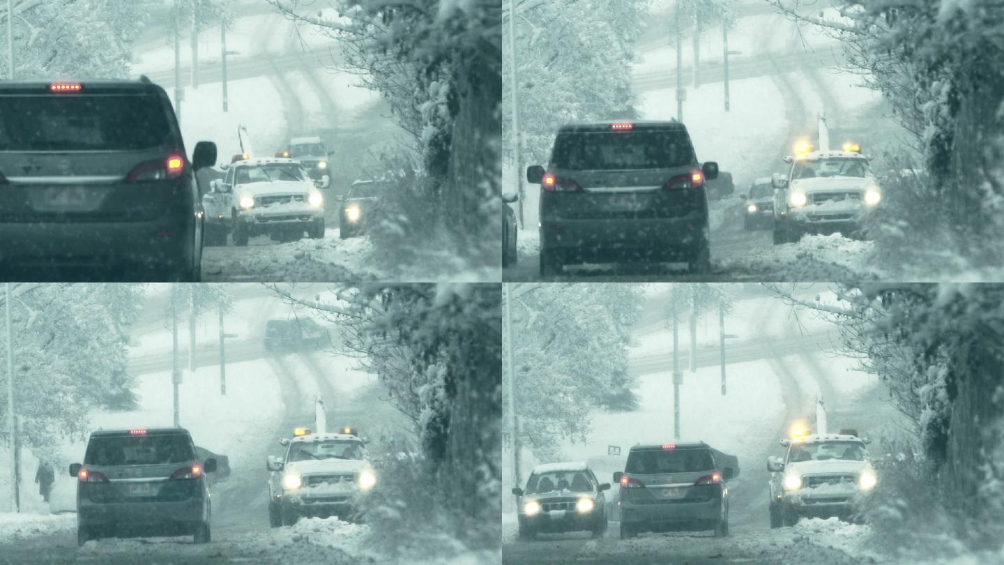 暴风雪中的拖车